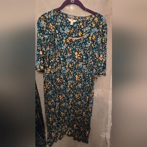 Terra & Sky Floral Long Sleeve Top - Black, Blue, Yellow